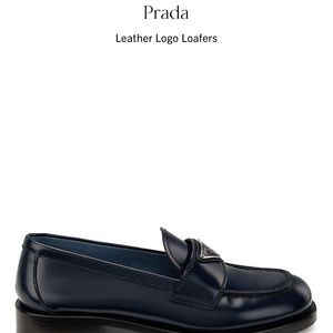 Prada Logo Navy Loafers
